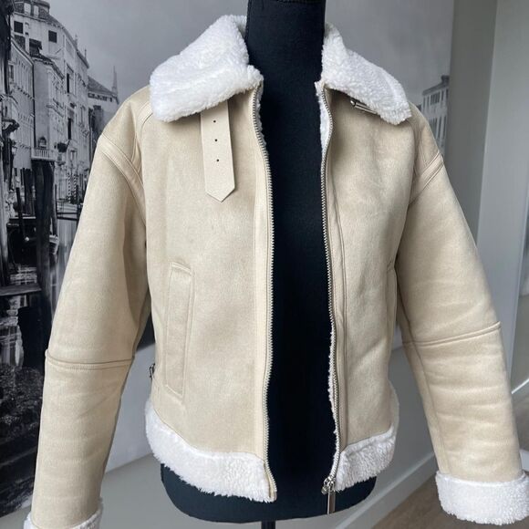 ZARA DOUBLE-FACED CROPPED JACKET SAND ZARA - Picture 2 of 15